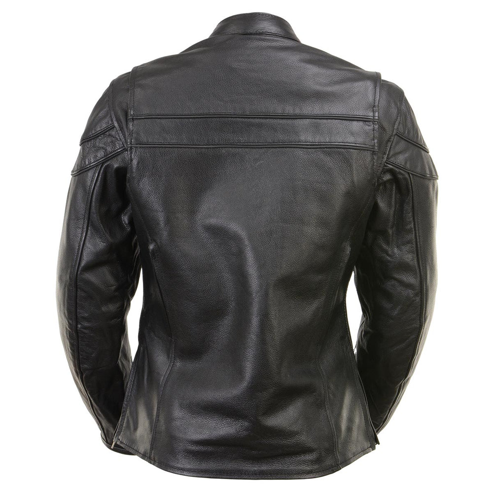 Milwaukee Leather LKL27008 Women's Premium Black Leather Motorcycle Rider Jacket with CE Armor Protection