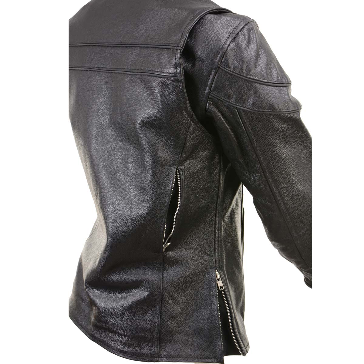 Milwaukee Leather LKL27008 Women's Premium Black Leather Motorcycle Rider Jacket with CE Armor Protection