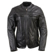 Milwaukee Leather LKL27008 Women's Premium Black Leather Motorcycle Rider Jacket with CE Armor Protection