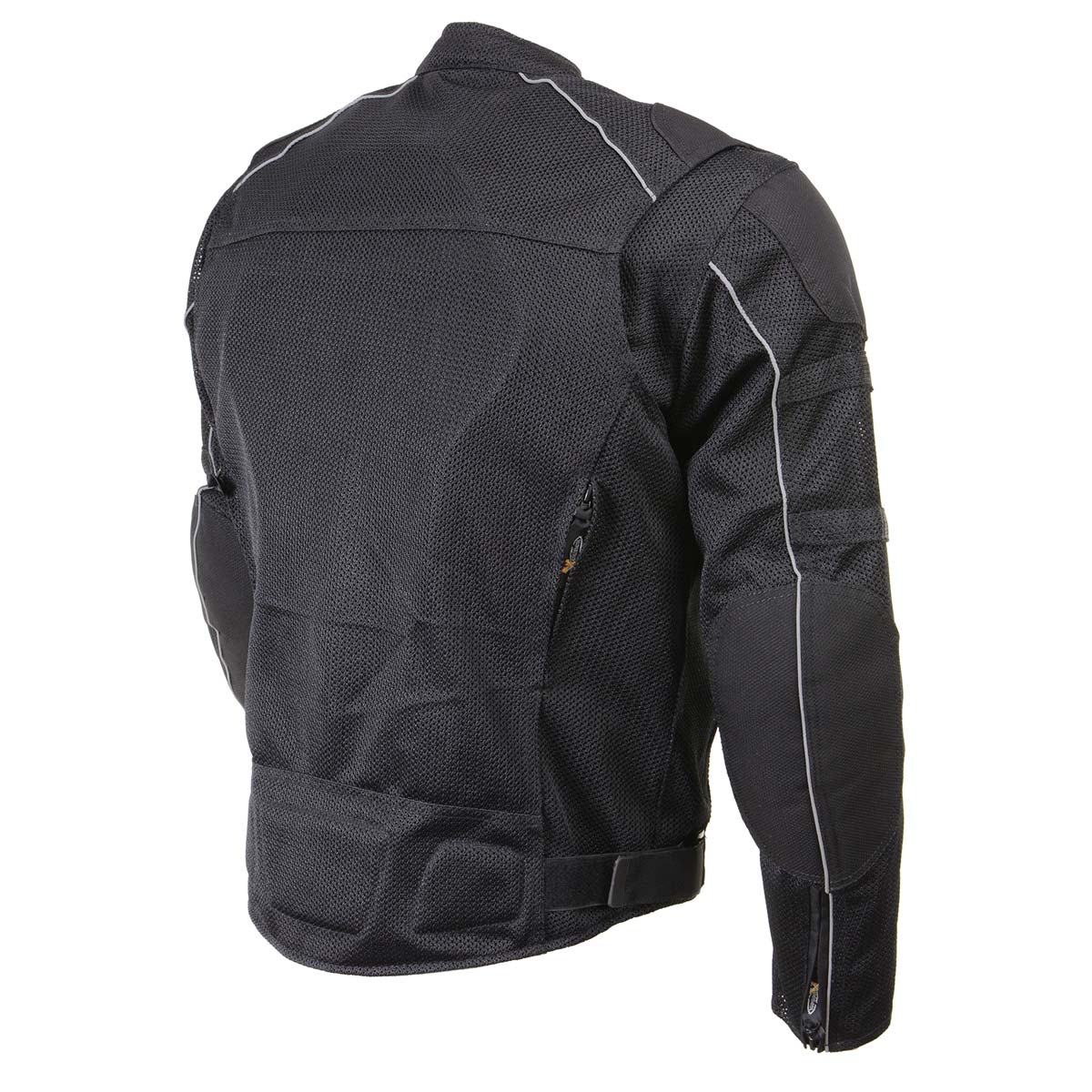 Xelement XS6557 Men's 'Troubled' Black All-Weather Mesh Motorcycle Biker Rider Jacket with X-Armor Protection