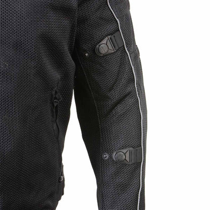 Xelement XS6557 Men's 'Troubled' Black All-Weather Mesh Motorcycle Biker Rider Jacket with X-Armor Protection