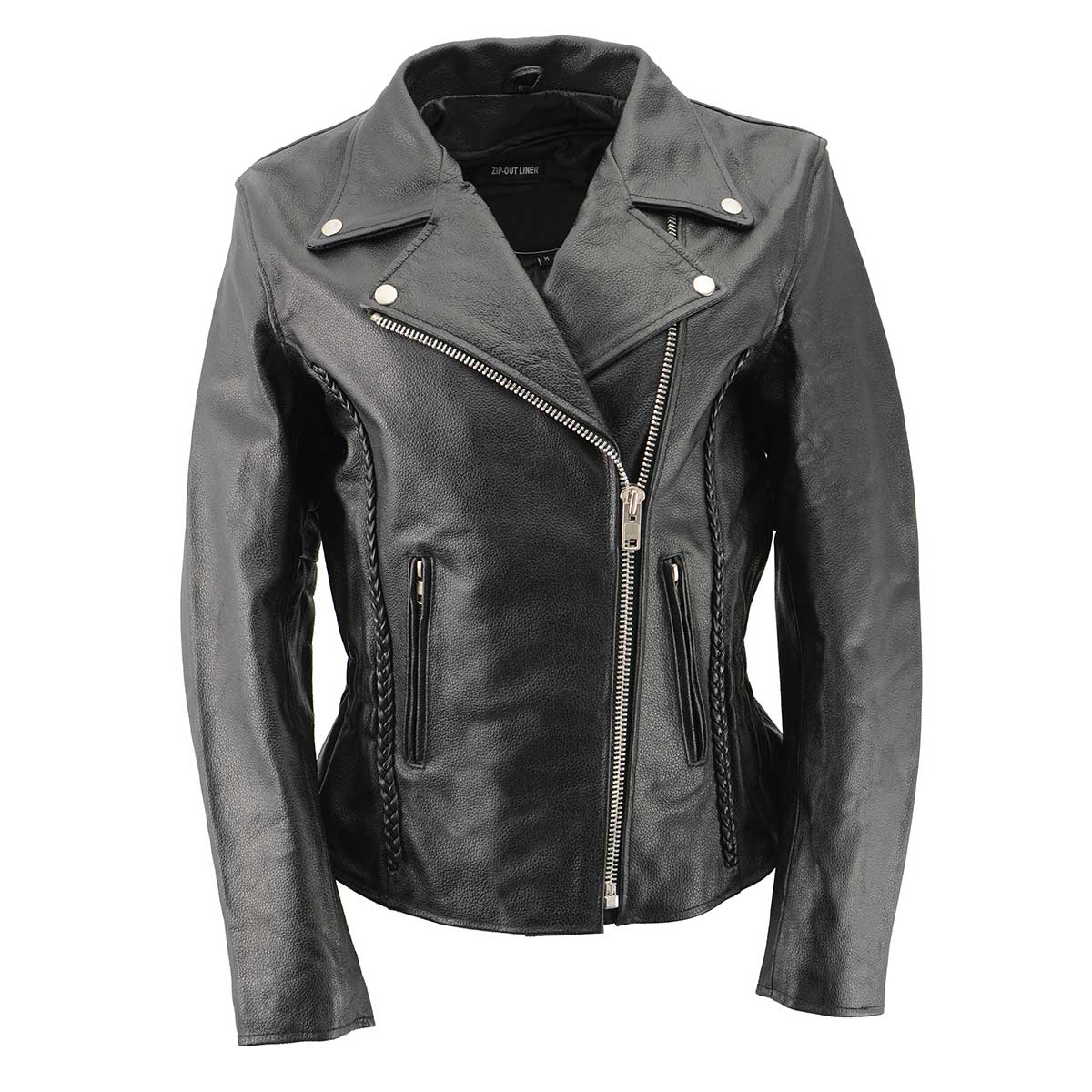 Milwaukee Leather SH7013 Women's Black 'Braided' Motorcycle Leather Jacket