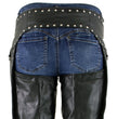 Milwaukee Leather LKL6705 Women's Classic Black Leather Motorcycle Biker Rider Chaps w/ Rivet Detail