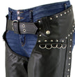 Milwaukee Leather LKL6705 Women's Classic Black Leather Motorcycle Biker Rider Chaps w/ Rivet Detail