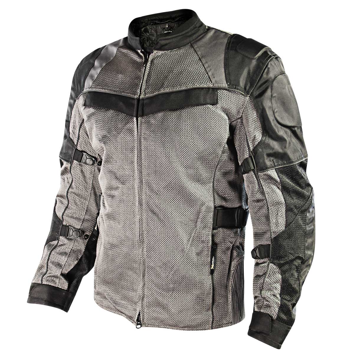 Xelement XS8162 Men's 'Venture' All Season Black with Grey Tri-Tex and Mesh Motorcycle Jacket with X-Armor