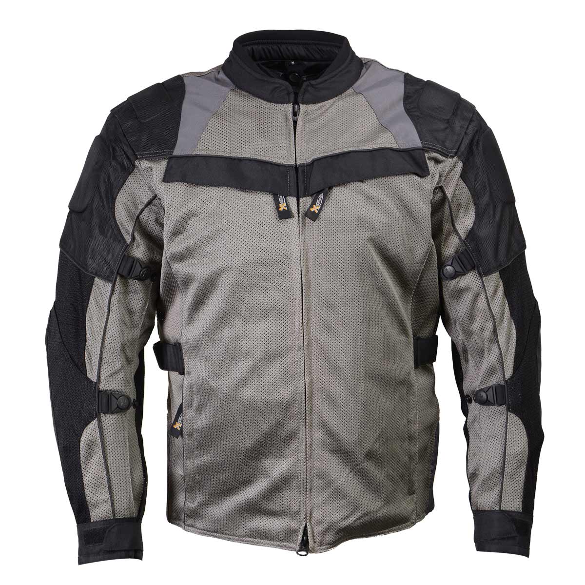 Xelement XS8162 Men's 'Venture' All Season Black with Grey Tri-Tex and Mesh Motorcycle Jacket with X-Armor