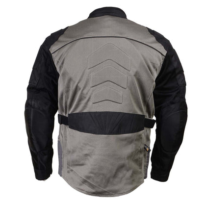 Xelement XS8162 Men's 'Venture' All Season Black with Grey Tri-Tex and Mesh Motorcycle Jacket with X-Armor