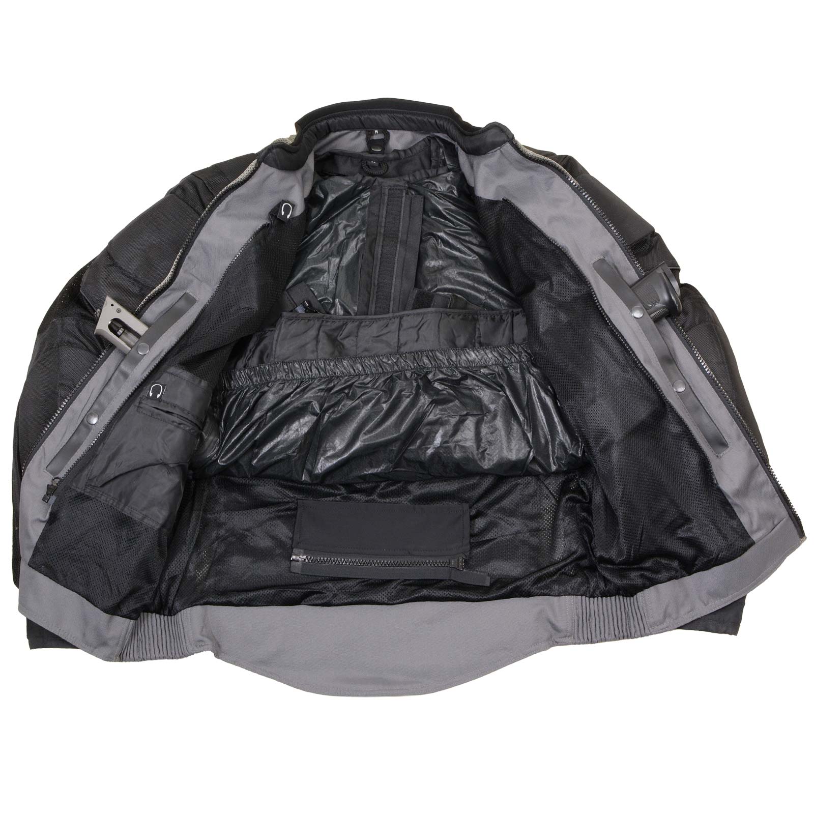 Xelement XS8162 Men's 'Venture' All Season Black with Grey Tri-Tex and Mesh Motorcycle Jacket with X-Armor