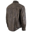 Milwaukee Leather MLM1613 Men's Distressed Brown Casual Biker Rider Leather Shirt w/ Vintage 5 Cent Buffalo Buttons