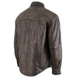 Milwaukee Leather MLM1613 Men's Distressed Brown Casual Biker Rider Leather Shirt w/ Vintage 5 Cent Buffalo Buttons