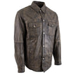 Milwaukee Leather MLM1613 Men's Distressed Brown Casual Biker Rider Leather Shirt w/ Vintage 5 Cent Buffalo Buttons