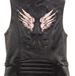 Milwaukee Leather XS1293 Ladies ‘Winged’ Black and Pink Studded Leather Vest