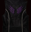 Milwaukee Leather XS1293 Ladies ‘Winged’ Black and Pink Studded Leather Vest