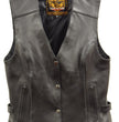 Milwaukee Leather XS1293 Ladies ‘Winged’ Solid Black Studded Leather Vest