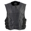Leather King XSM1467 Men's Classic Black Leather Vest with Back Armor