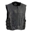 Leather King XSM1467 Men's Classic Black Leather Vest with Back Armor