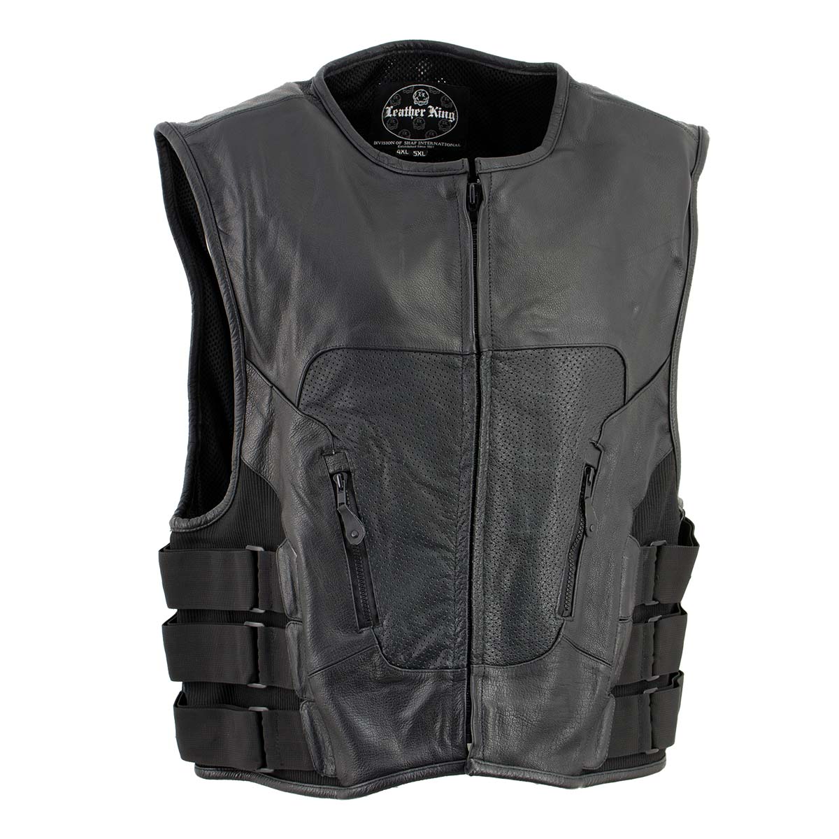 Milwaukee Leather SH1467 Men's Classic Black Leather Vest with Back Padding