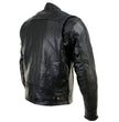 Milwaukee Leather LKM17015 Men's Premium Black Leather Vented Racer Style Motorcycle Bker Jacket w/ CE Armor