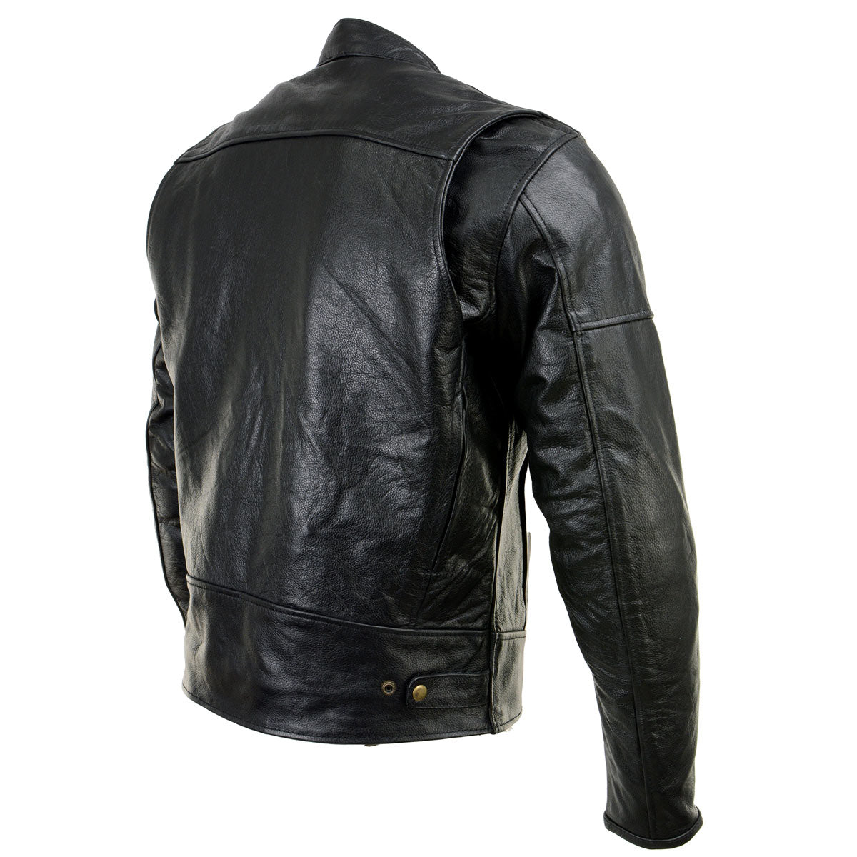 Milwaukee Leather LKM17015 Men's Premium Black Leather Vented Racer Style Motorcycle Bker Jacket w/ CE Armor