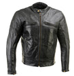 Milwaukee Leather LKM17015 Men's Premium Black Leather Vented Racer Style Motorcycle Bker Jacket w/ CE Armor