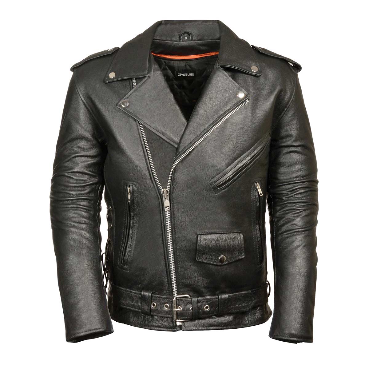 Z1R1011 Men's Black ‘9MM’ Classic Side Lace’ Motorcycle Jacket