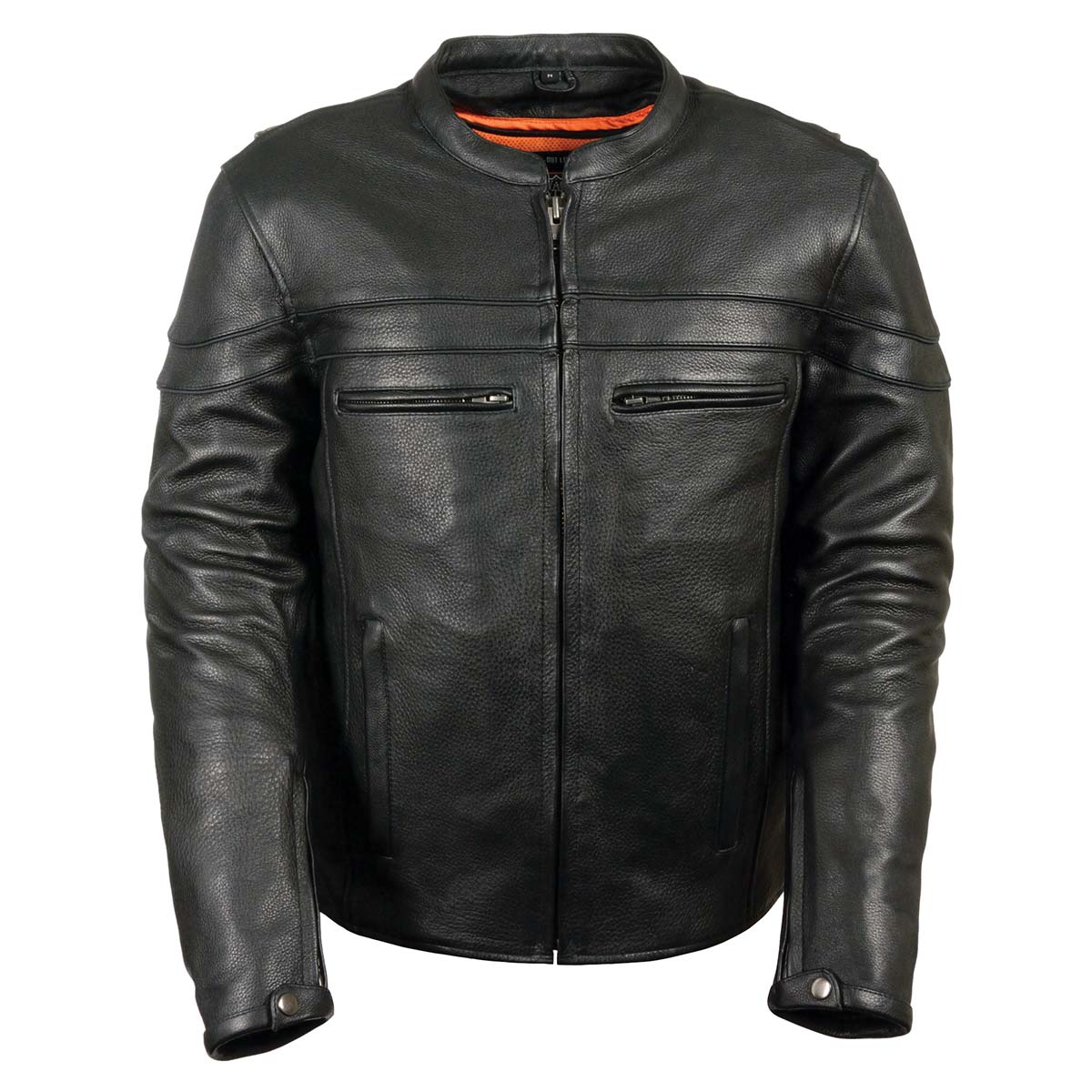 Z1R1408 Men's '45' Black Sport Vented Black Leather Moto Jacket