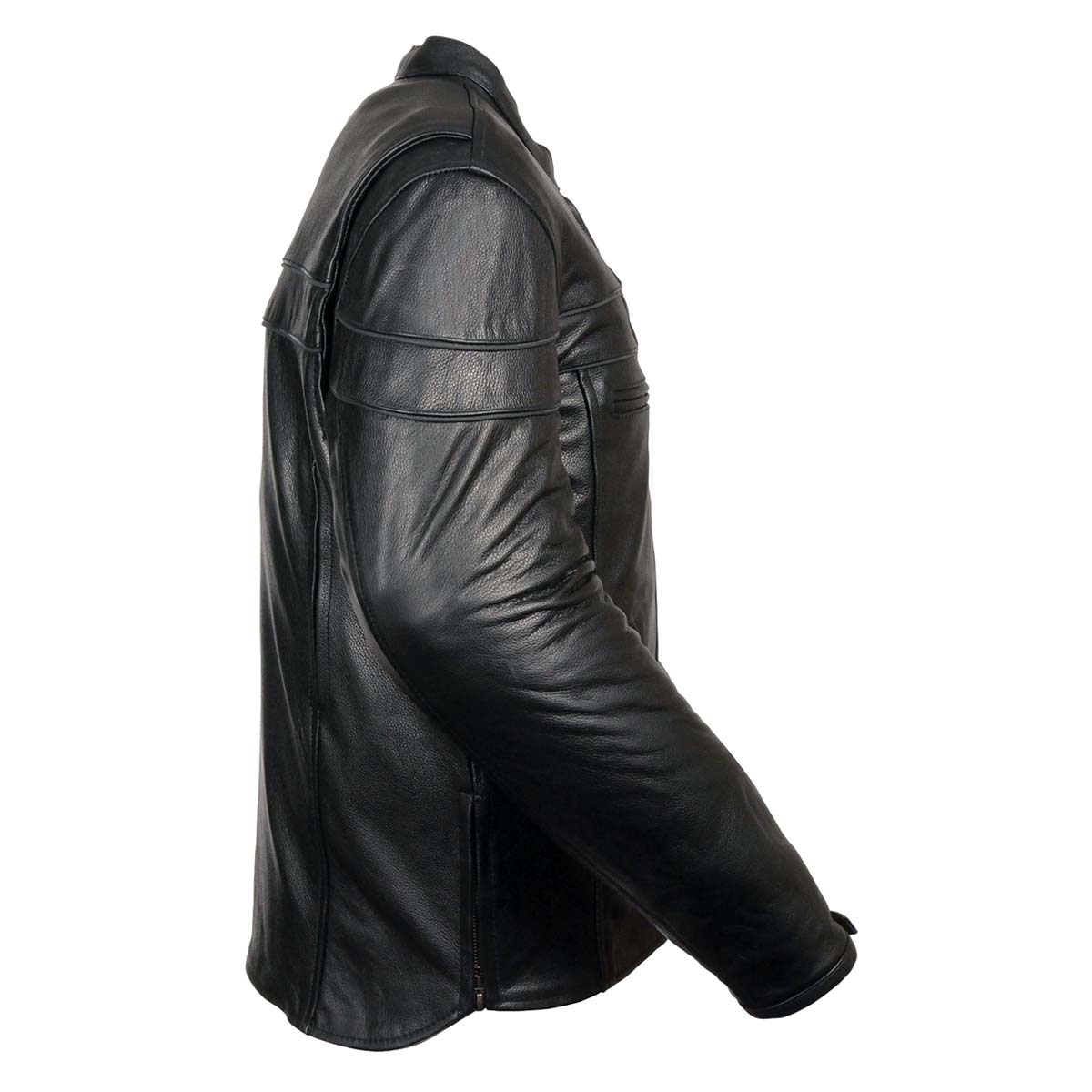 Z1R1408 Men's '45' Black Sport Vented Black Leather Moto Jacket