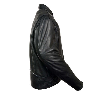 Z1R1540 Men’s ‘357’ Classic Collarless Black Leather Jacket