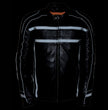 Z1R2083 Men’s ‘444’ Classic Reflective Black Leather Jacket