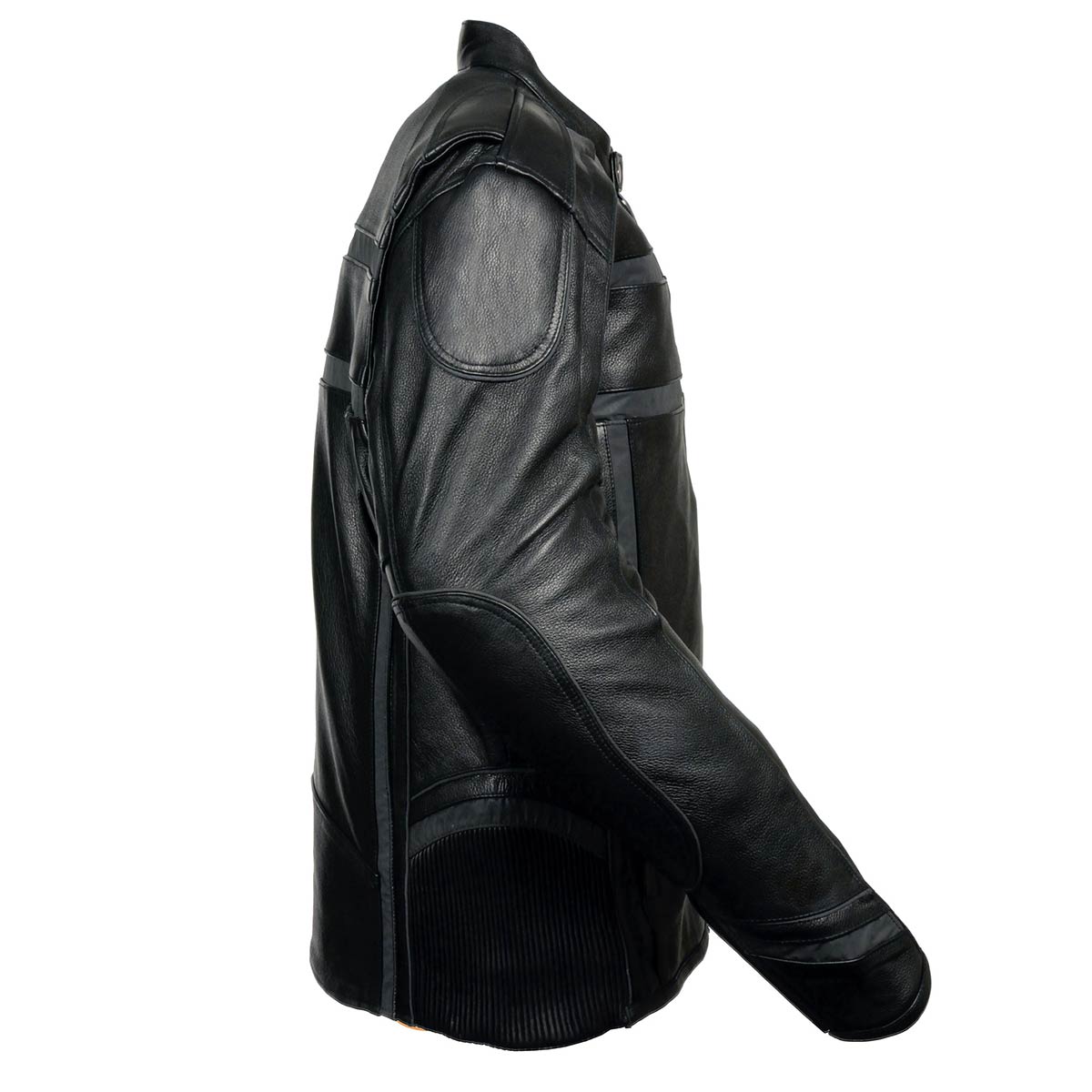 Z1R2083 Men's '444' Classic Reflective Black Leather Jacket